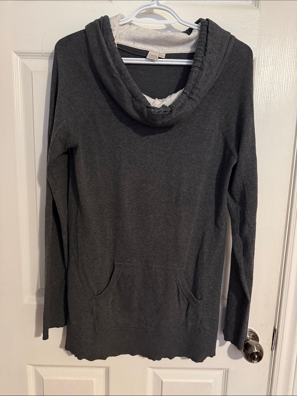 twik Dark Gray Cowl Neck Hoodie Sweater